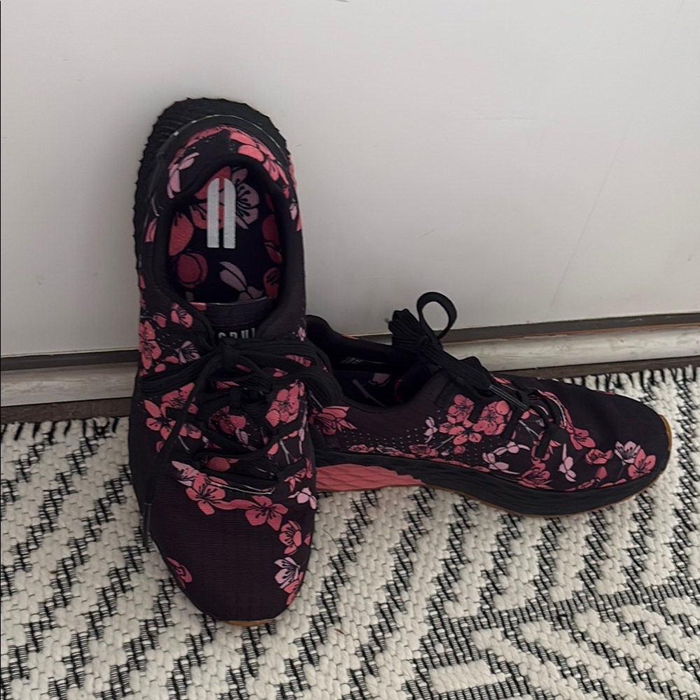 NOBULL Black and Pink Floral Sneakers Comfortable Fabric Design